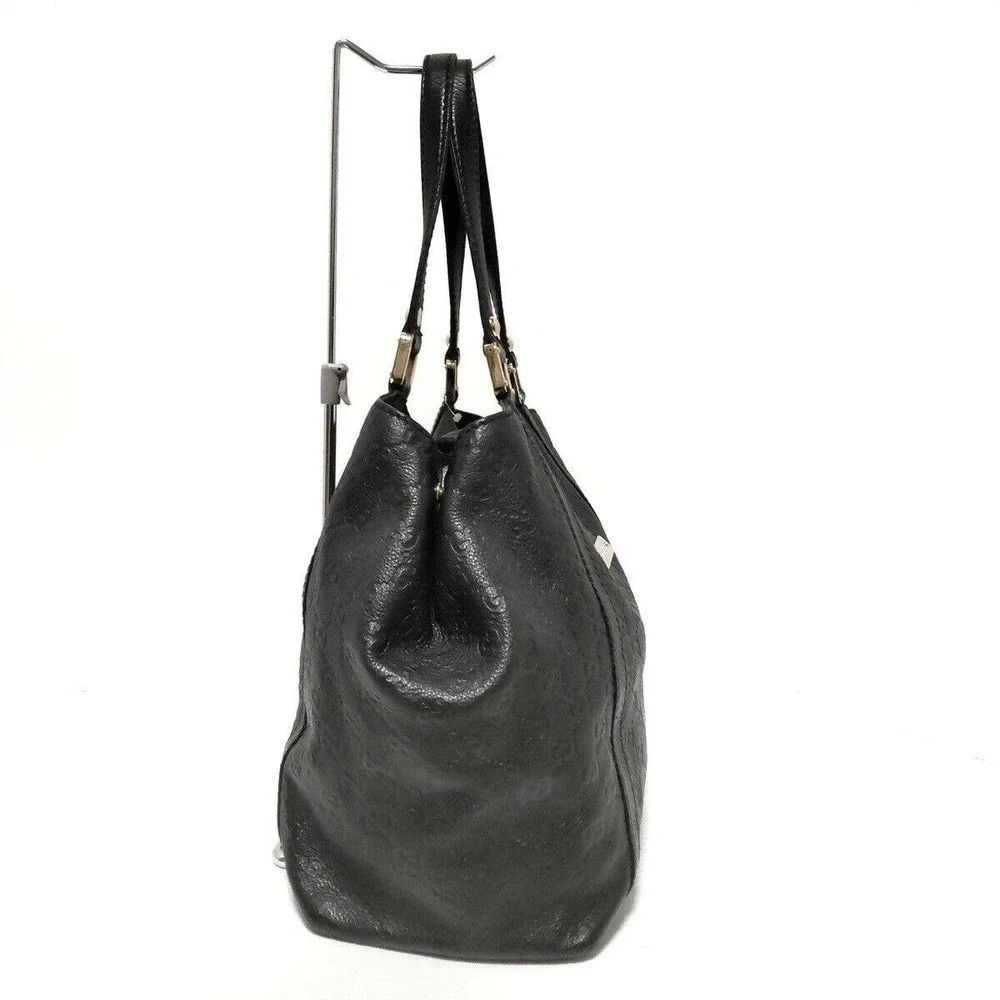Gucci Black Embossed Leather Shoulder Bag with Gold Hardware - Picture 2 of 9